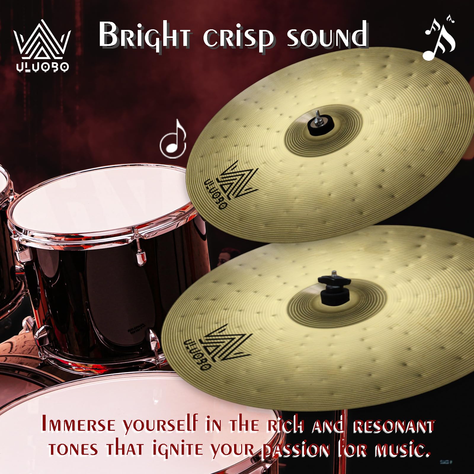 9-Piece Cymbal Pack for Drum Set - Premium Brass Cymbals for Drummers | Perfect for Live Performances, Studio Recording & Practice Sessions