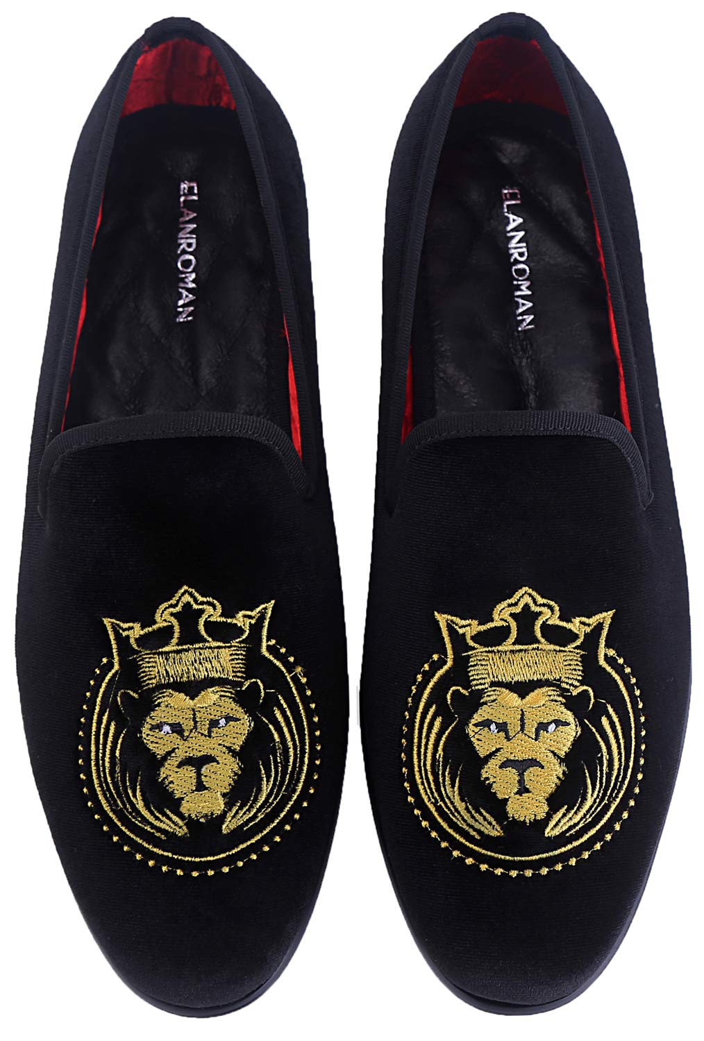 ELANROMAN Men's Velvet Embroidered Loafers - Fashionable 1.0 & 2.0 Dress Shoes for Wedding, Prom, Party & Formal Occasions - Comfortable Slip-On Shoes for Business, Office and Special Events