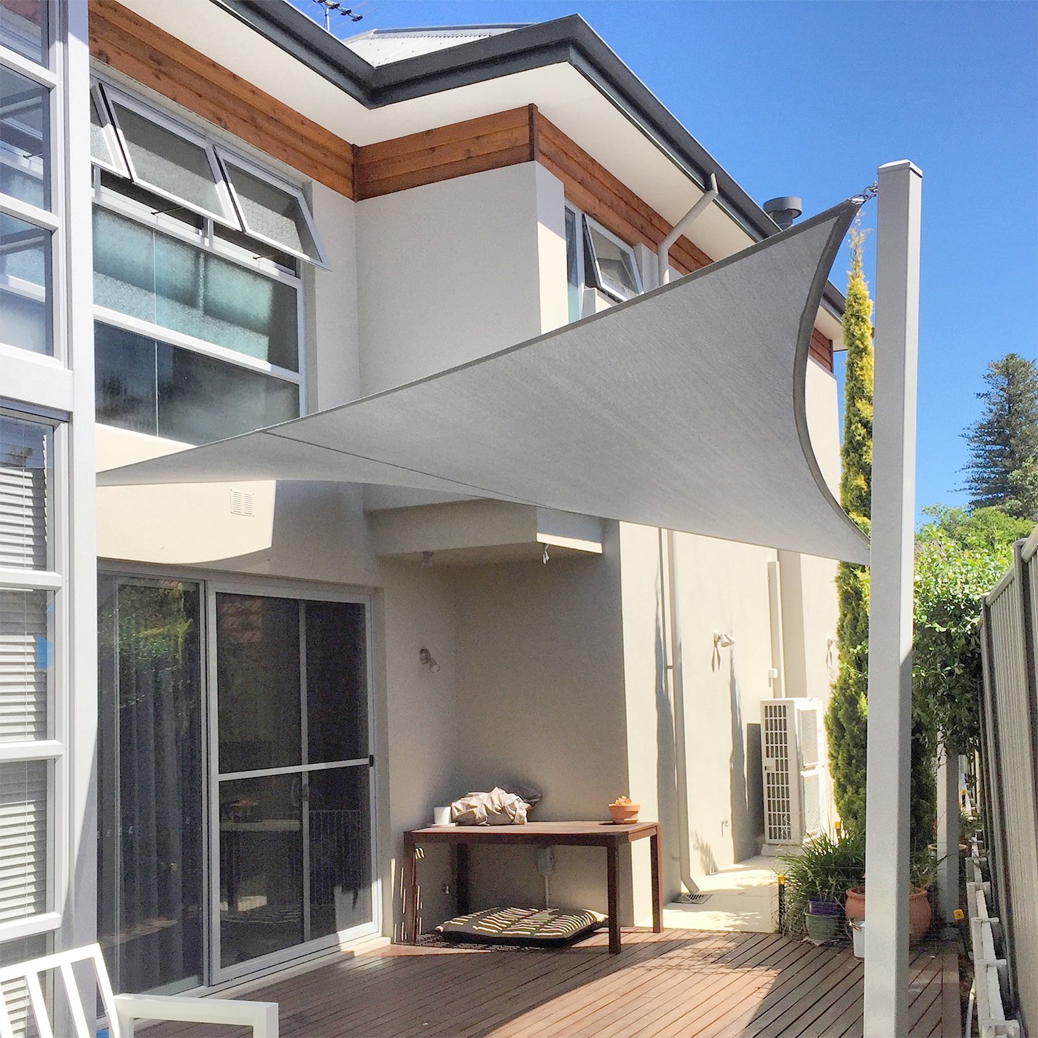 24'x24' Sun Shade Sail with Steel Cable - UV Block Canopy for Pergola, Patio & Backyard (Light Gray) - Outdoor Sun Protection