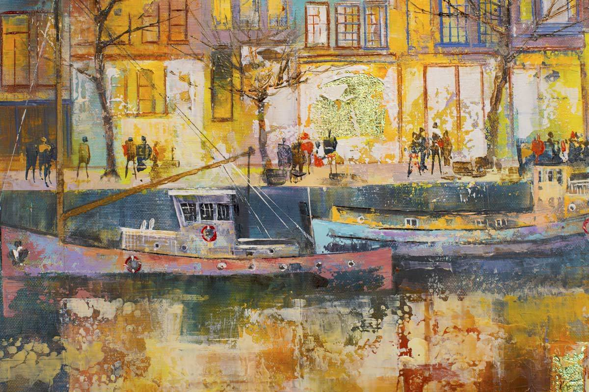 Original Along The Canal Painting - Handmade Wall Art for Living Room, Bedroom & Office Decor
