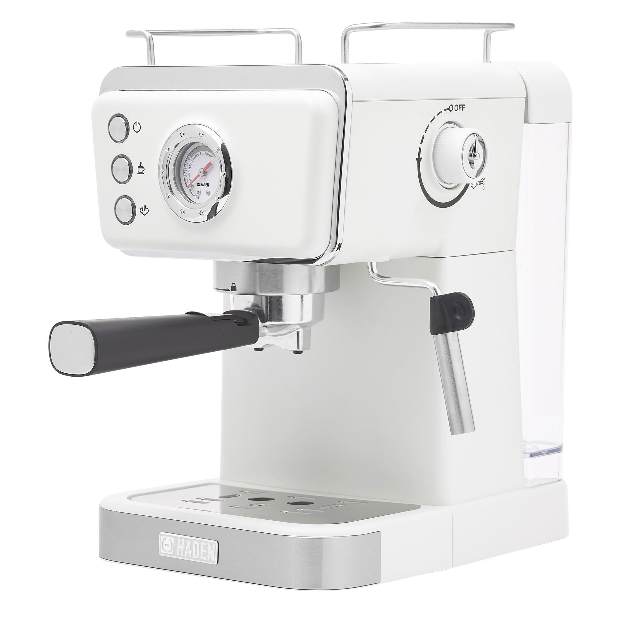 HADEN Barista Brew Espresso Coffee Machine - Stainless Steel Espresso Maker with Milk Frother, Steamer & 1.5L Water Tank, Ivory & Copper - Perfect for Home Baristas & Coffee Lovers