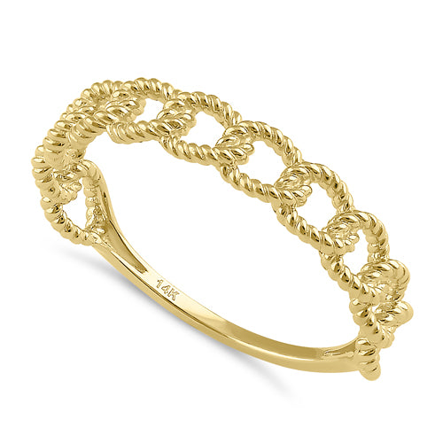 14K Solid Gold Rope Curb Chain Ring for Women - Dainty Minimalist Jewelry for Everyday Wear, Stacking Rings, Gift Giving & Special Occasions