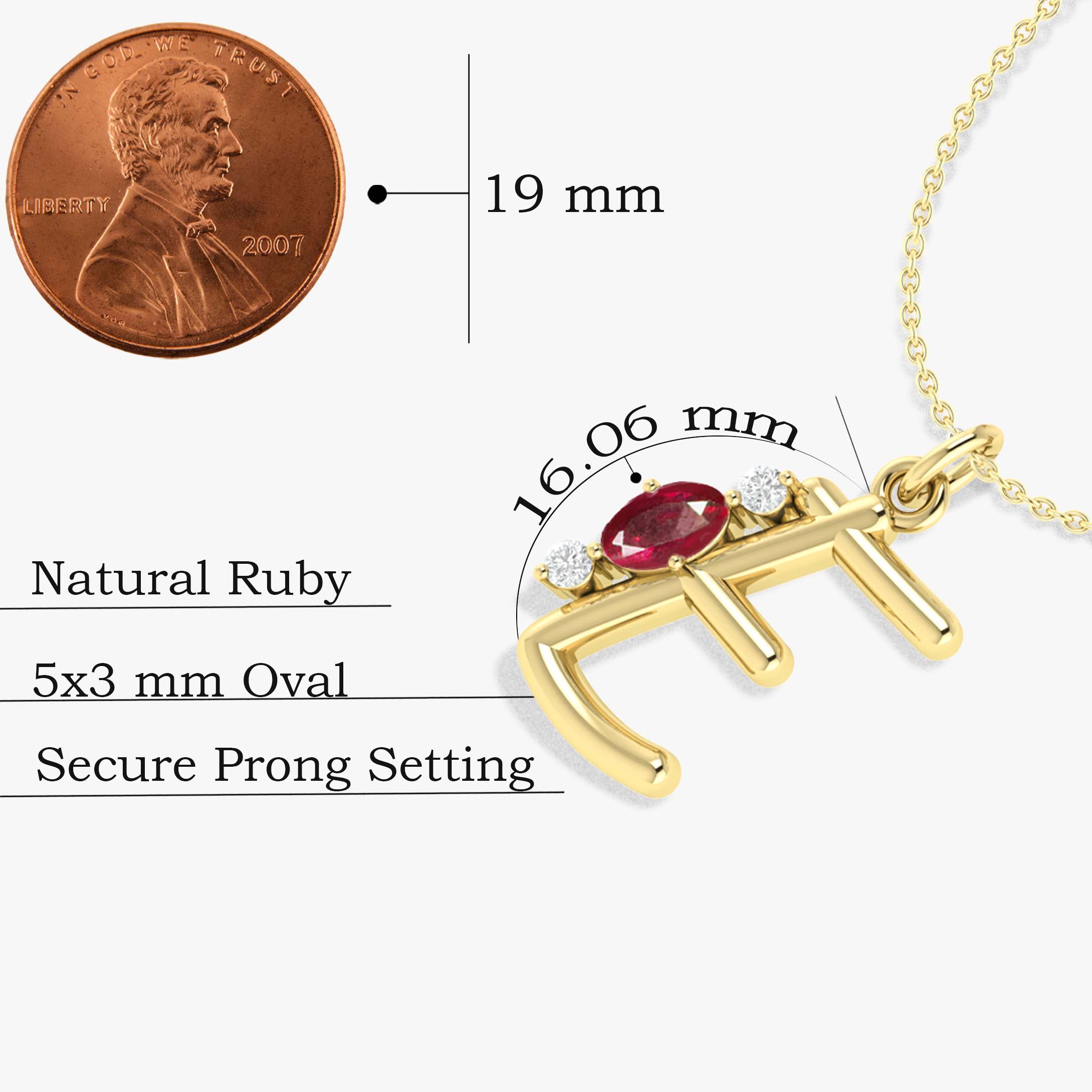 Initial E Alphabet Pendant Necklace with Natural Ruby & Zircon - Elegant Personalized Jewelry Gift for Women, Perfect for Birthdays, Anniversaries & Special Occasions
