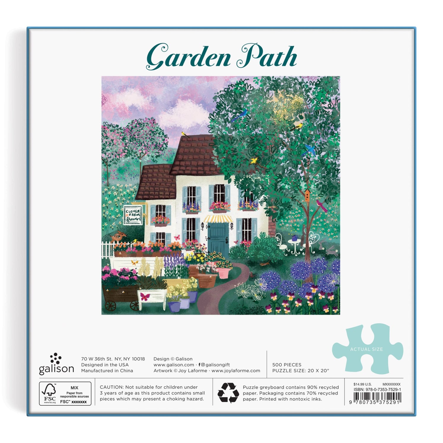 Joy Laforme Garden Path 500 Piece Jigsaw Puzzle for Adults - Beautiful Floral Landscape Puzzle for Relaxation & Family Game Night