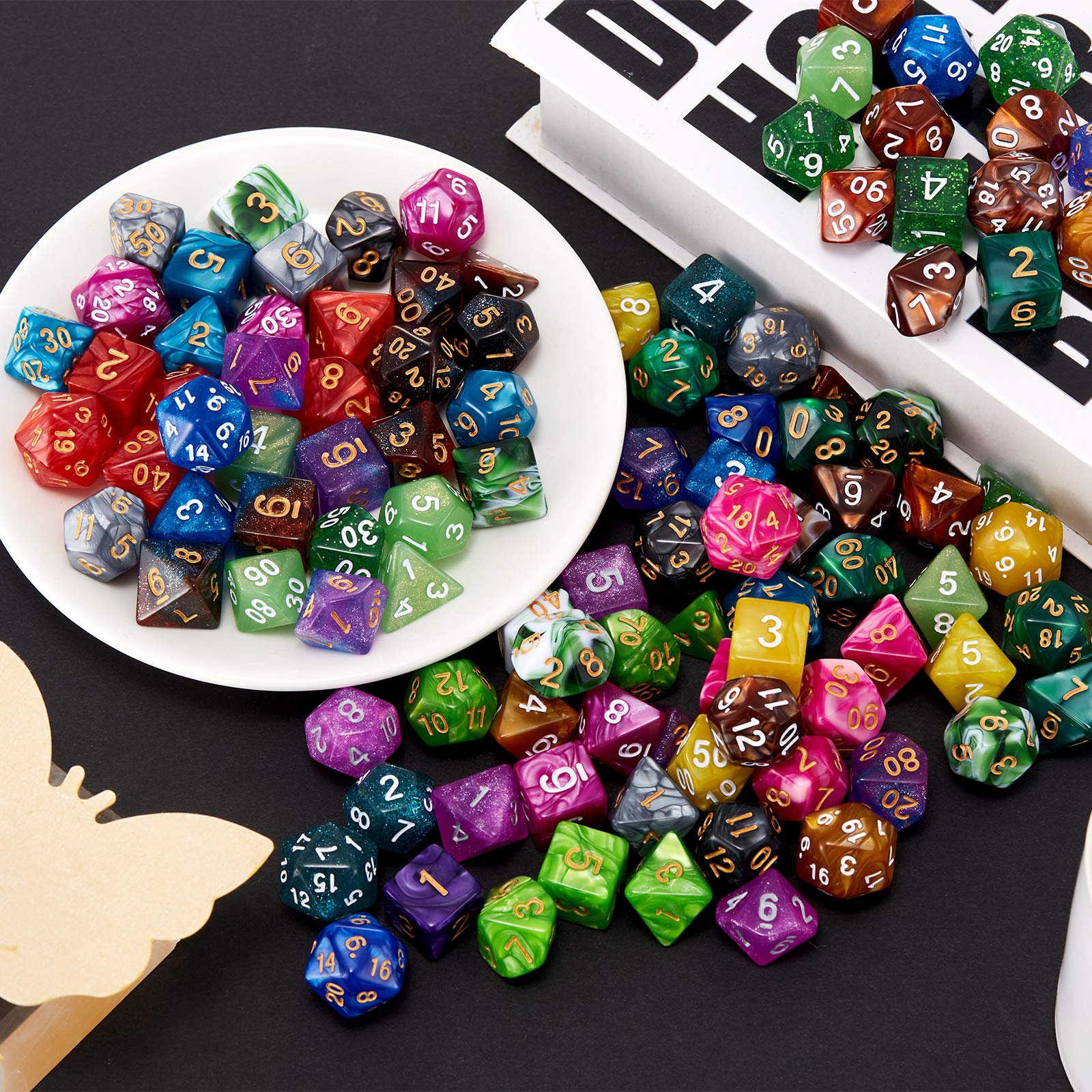 Premium DND Dice Set - 25 x 7 Polyhedral Dice for Dungeons & Dragons, RPG, MTG Tabletop Games with Large Flannel Storage Bag (175 Pieces) - Perfect for D&D Campaigns, Roleplaying Adventures & Board Game Nights