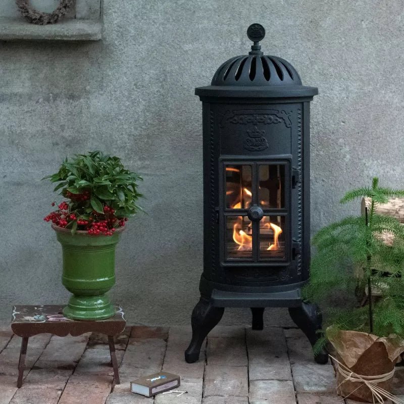 Westbo Carl BIO Cast Iron Stove - Efficient Wood Burning Fireplace for Home Heating & Cozy Ambiance - Perfect for Living Rooms, Cabins & Outdoor Spaces