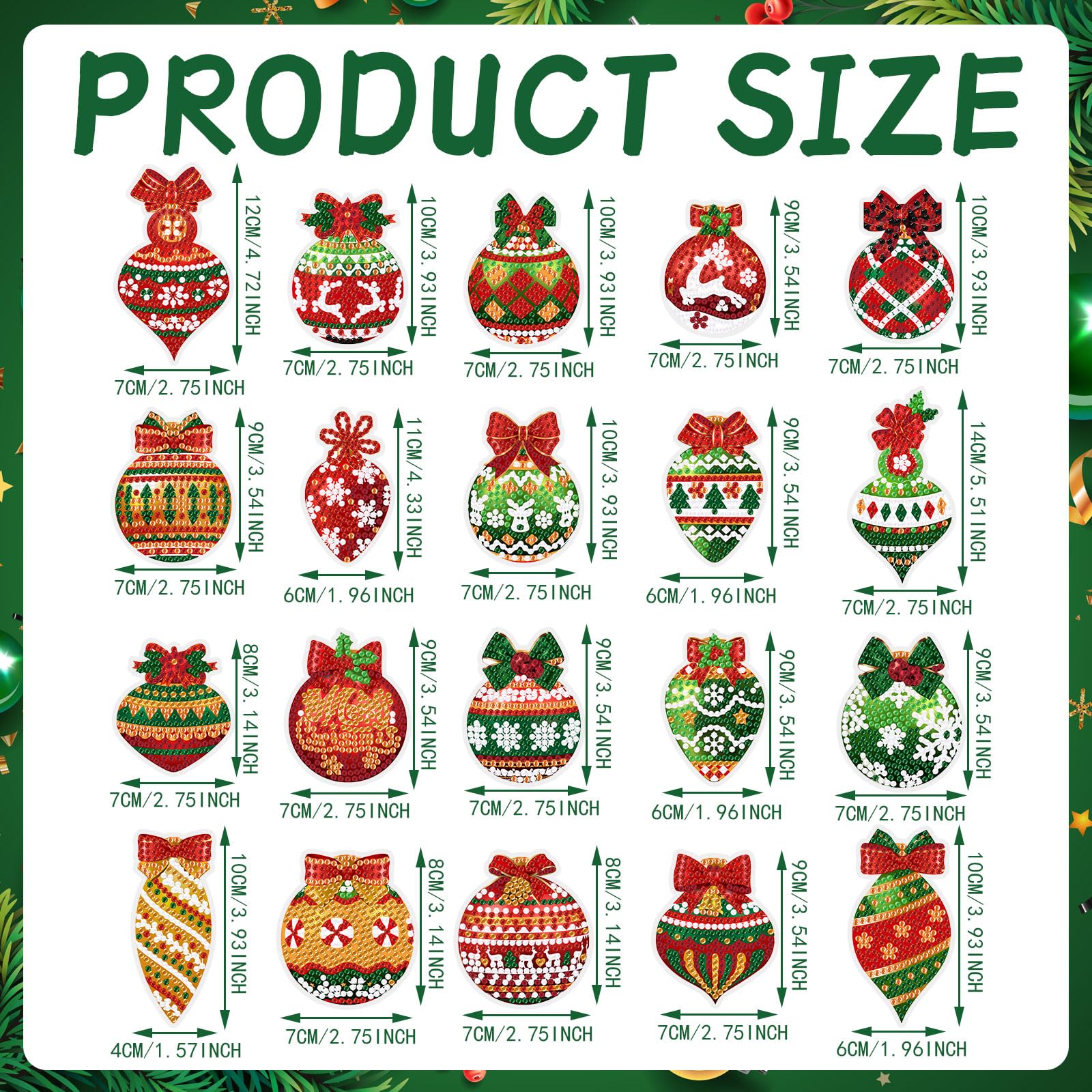 Diamond Painting Keychain Kit - 20 Pcs Christmas Ball Ornaments with Tools for DIY Crafts | Holiday Decor, Kids Activities & Gift Making