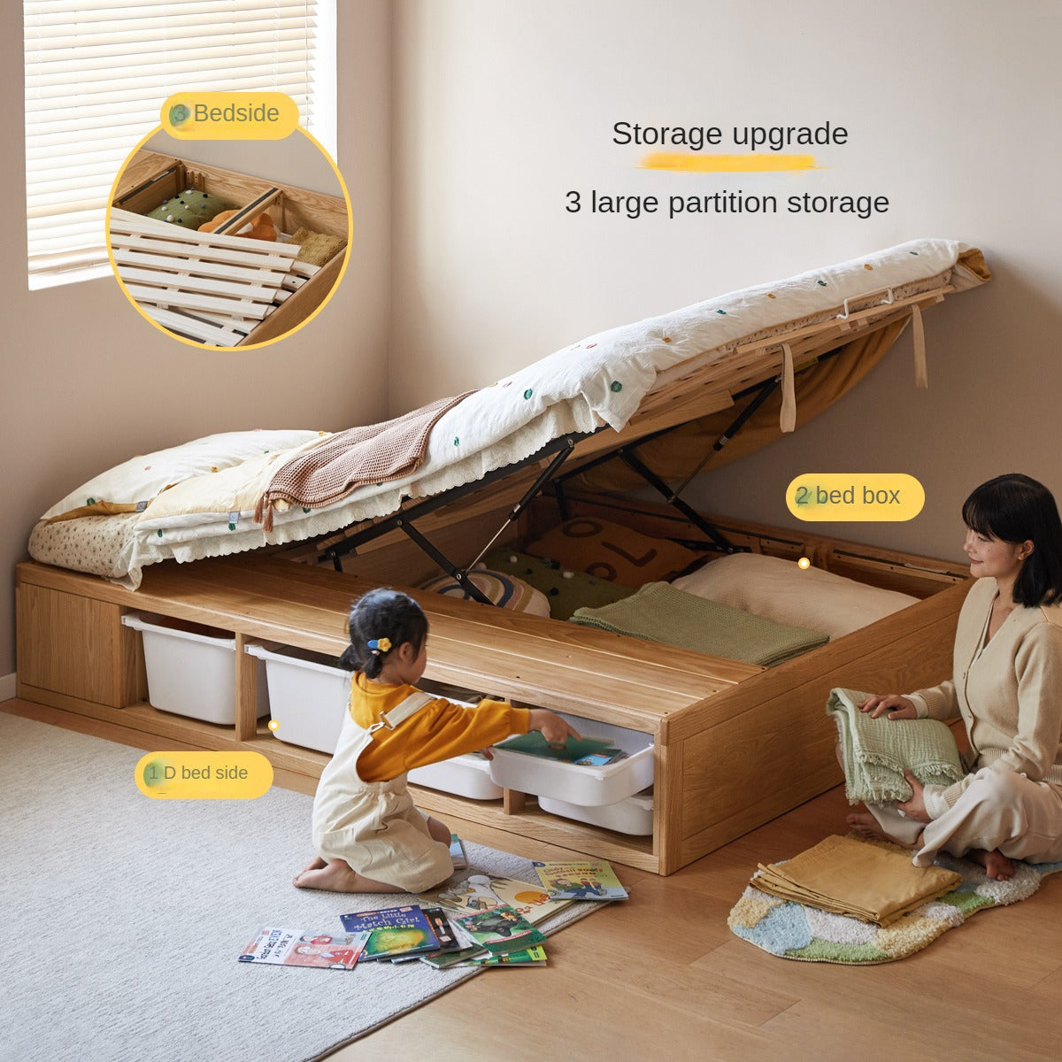 Pine Solid Wood Minimalist Platform Bed - No Headboard - Modern Scandinavian Style Bed Frame for Small Spaces - Perfect for Apartments, Dorms & Tiny Homes