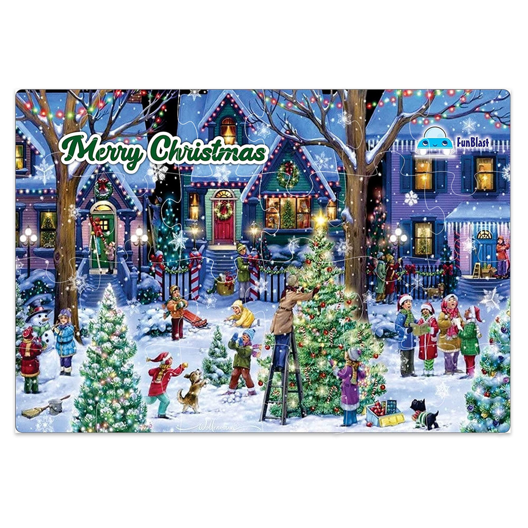 FunBlast Christmas Jigsaw Puzzle for Kids Ages 5+ | 30X22 cm Educational Toy | Holiday Family Game & Gift Idea for Boys Girls | Perfect for Christmas Parties, Indoor Activities & Brain Development