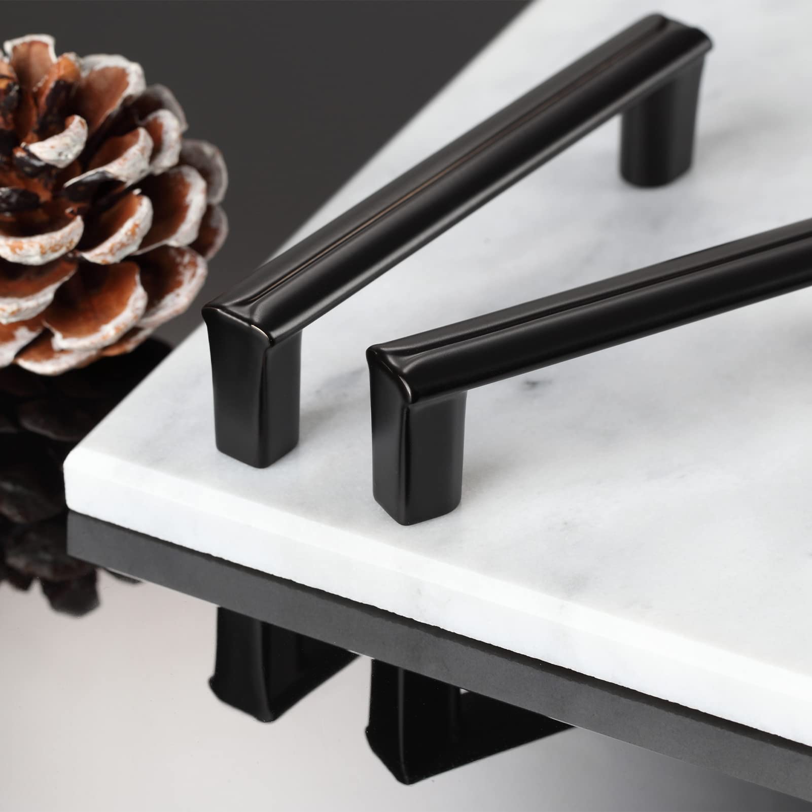 10 Pack Matte Black Cabinet Handles - 5-3/4 Inch Length (5 Inch Hole Spacing) Heavy Duty Kitchen Cabinet Pulls & Drawer Handles - Perfect for Modern Home, Office & RV Cabinets