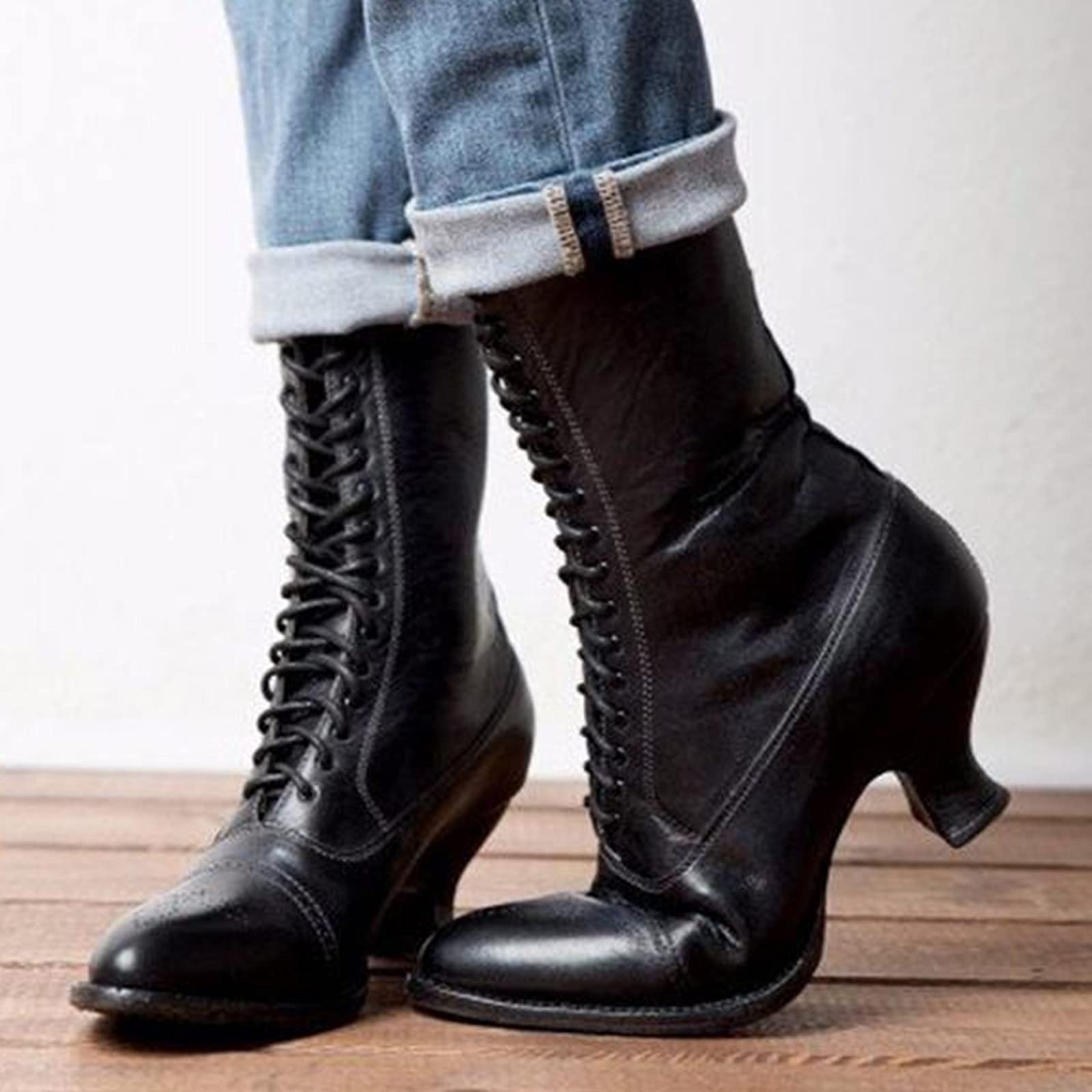 Vintage Gothic Boots for Women - Mid Calf Printed Socks for Casual Wear