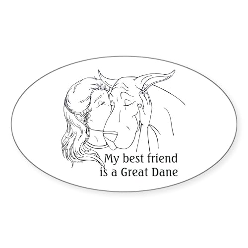 White - C Bestfriend Great Dane Oval Sticker