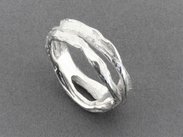 Organic Double Band Silver Ring for Women - Elegant Stackable Rings for Everyday Wear & Special Occasions