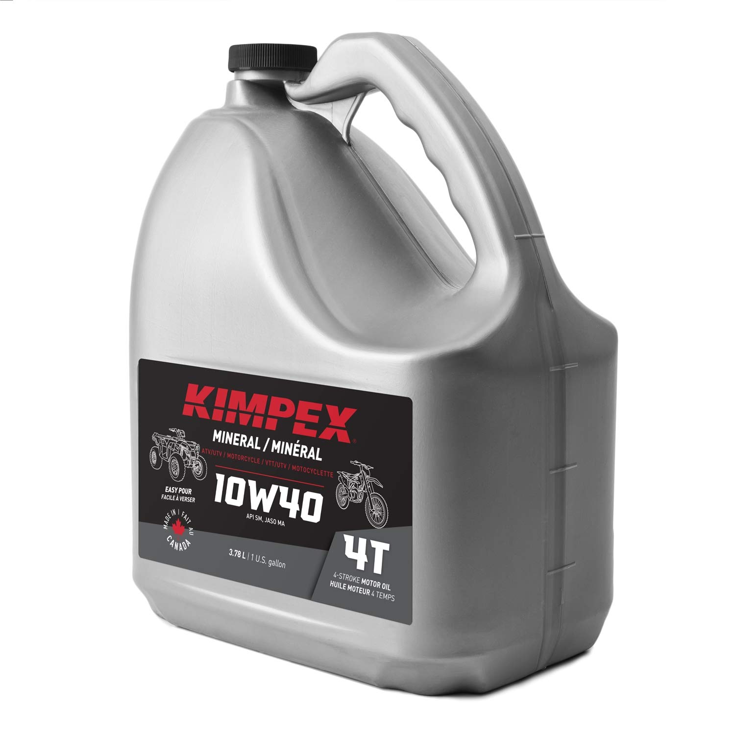 Kimpex 10W40 4-Stroke Mineral Engine Oil - 1 Gallon for ATV & Motorcycle (260610) - High-Performance Lubricant for Off-Road & Street Riding