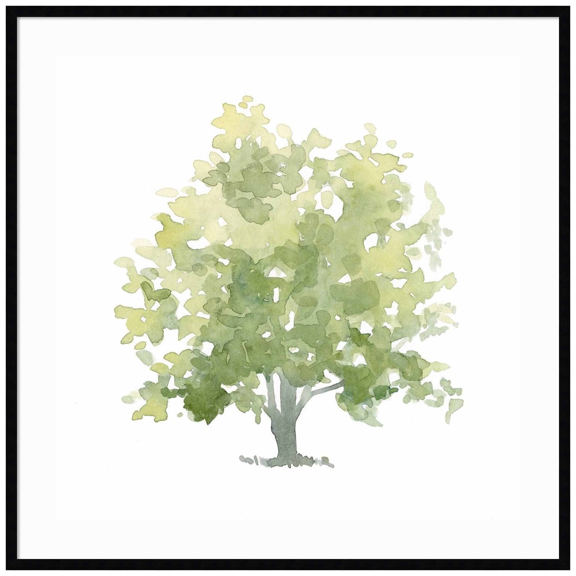 Emma Scarvey Lonely Oak II Wood Framed Wall Art Print - 41x41 Inch Oversized Canvas Painting with Svelte Noir Black Frame - Perfect for Living Room, Bedroom & Office Decor