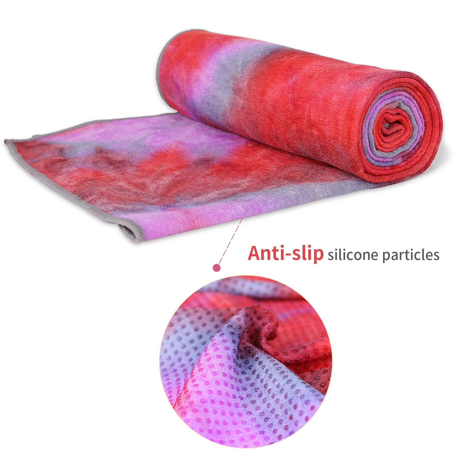 DREAM SLIM Non-Slip Yoga Towel for Hot Yoga - Grip, Foldable & Skidless Workout Towel in Multicolor (Red) | Perfect for Bikram, Pilates & Gym Sessions
