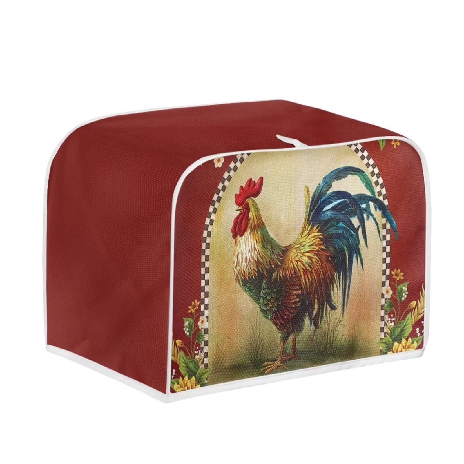 Sunflower Rooster Toaster Cover for 4-Slice Toaster - Cute Chicken Print Kitchen Appliance Dust Protector for Microwave & Bread Maker - Perfect for Farmhouse & Country Style Kitchens