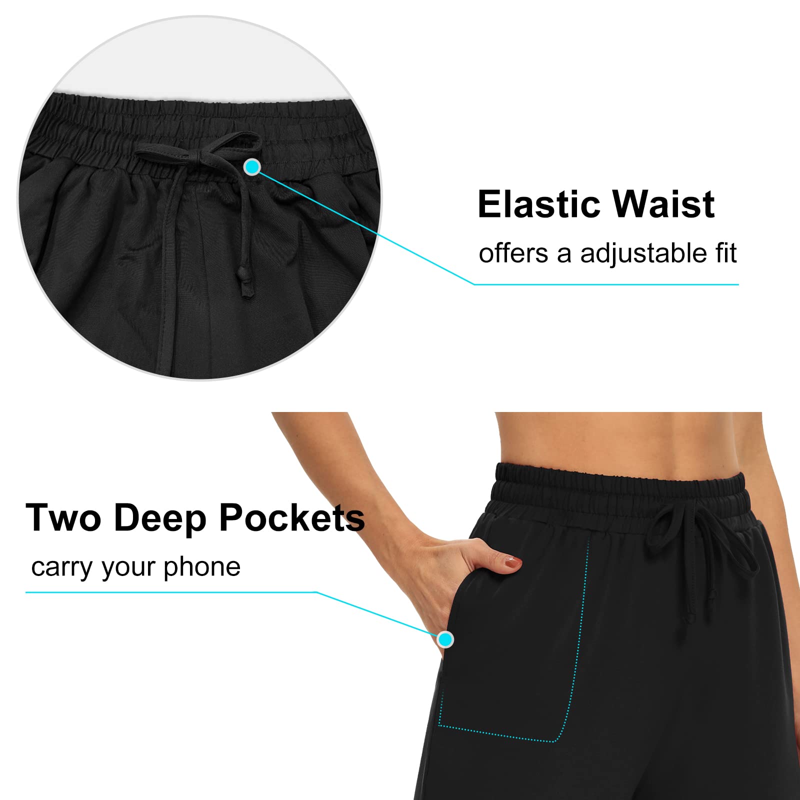 DIBAOLONG Women's Capri Pants - Loose Yoga Pants with Drawstring, Wide Leg Lounge Sweatpants, Comfy Pajama Pants with Pockets for Yoga, Workout, Home & Travel