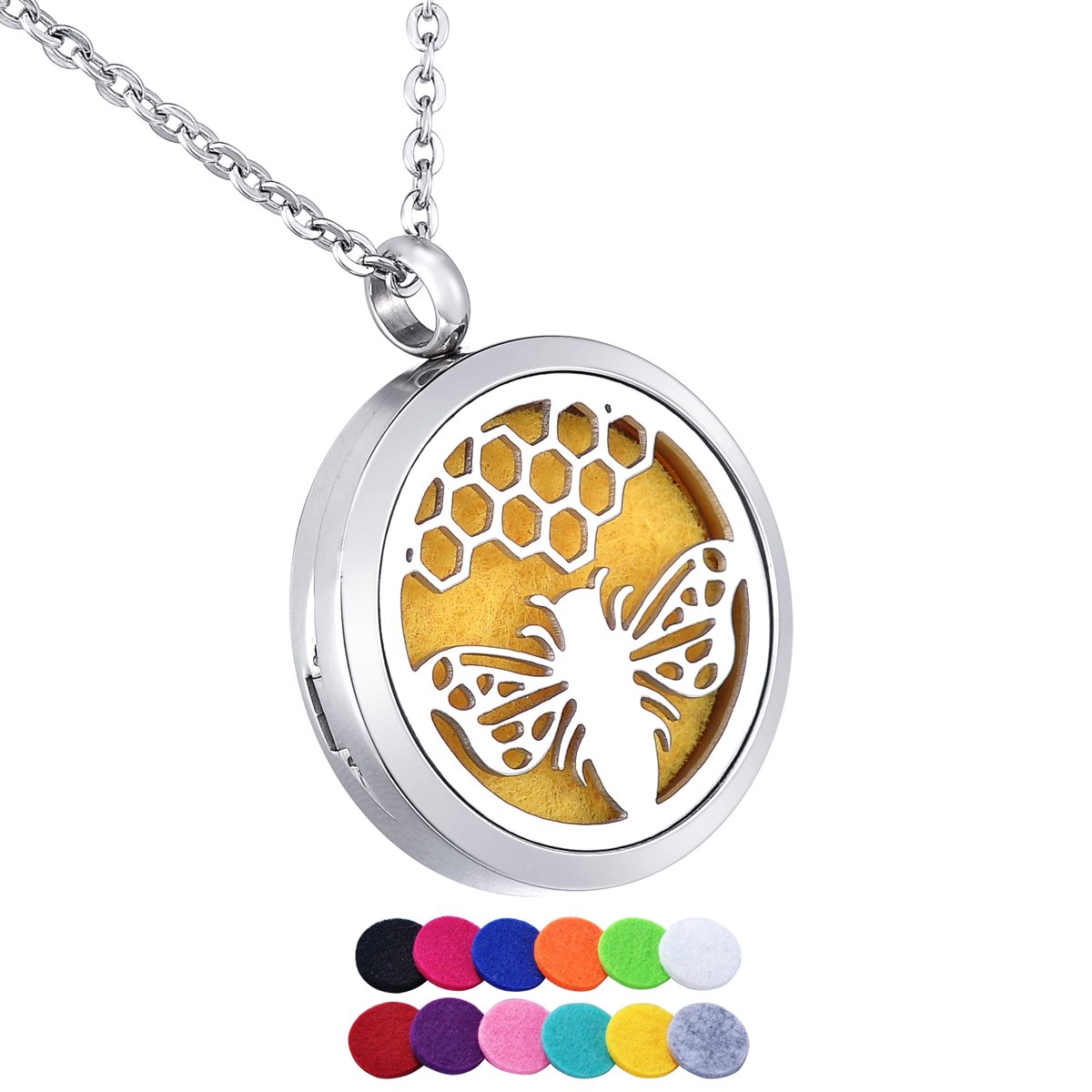HooAMI Essential Oil Diffuser Necklace - Stainless Steel Aromatherapy Jewelry for Women & Men - Perfect for Stress Relief, Yoga, Meditation & Daily Wear