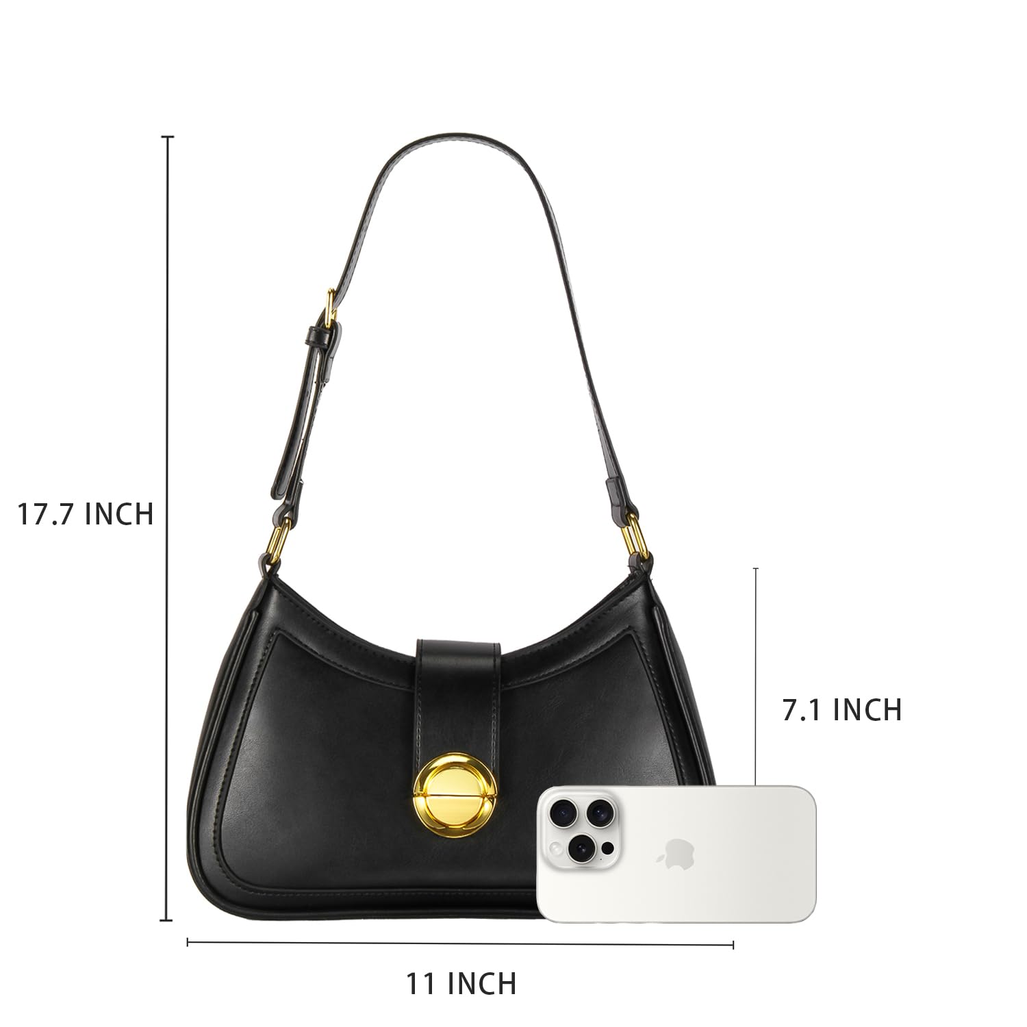 Women's Black Crescent Shoulder Bag - Stylish Hobo Tote Handbag for Everyday Use | Perfect Gift for Women | Ideal for Work, Travel & Casual Outings