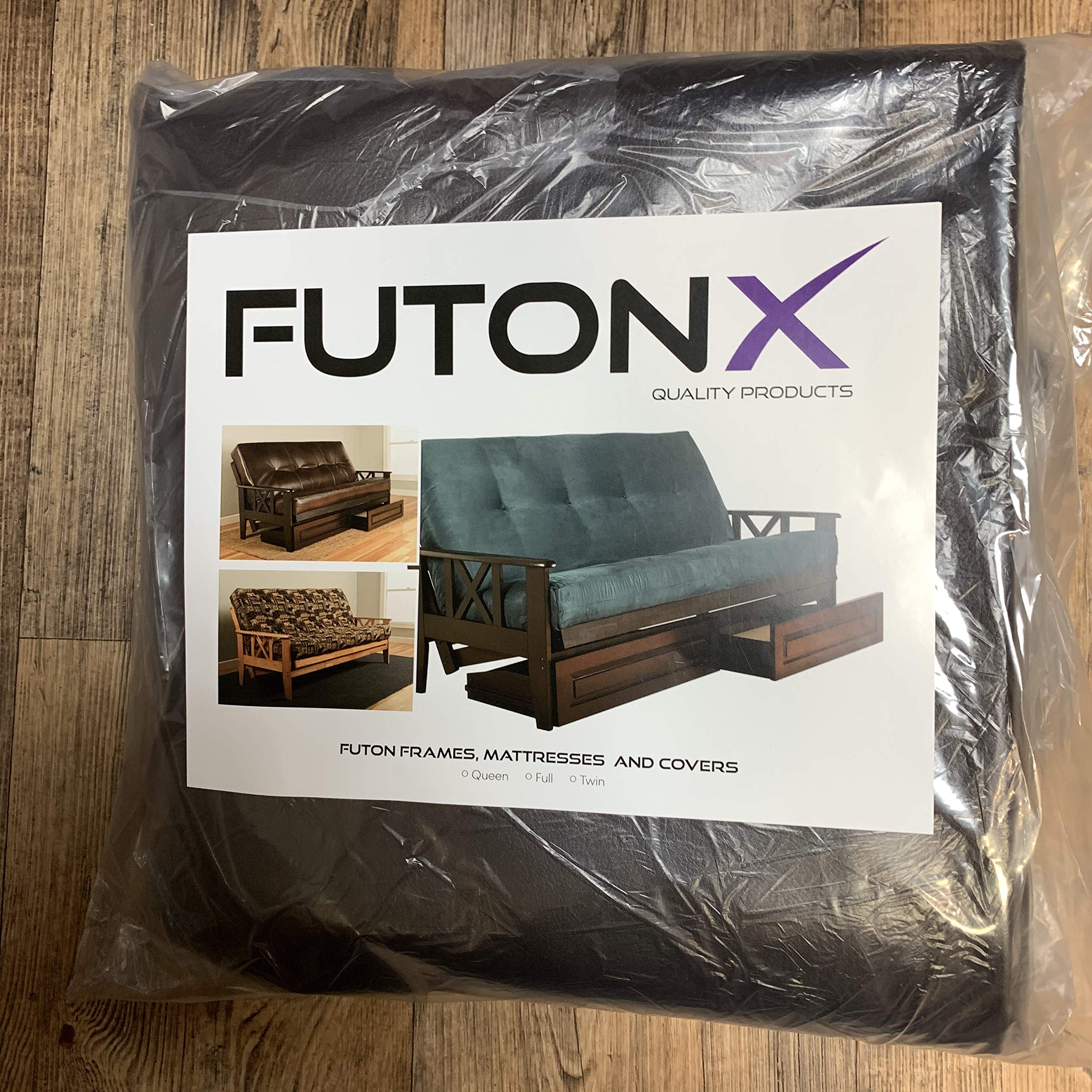 Premium Full Size Chestnut Bonded Leather Futon Cover - Fits 6-8 Inch Mattresses (Cappuccino) | Durable & Stylish Sofa Bed Protector for Living Rooms, Guest Rooms & Dorms