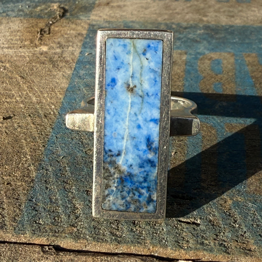 Stunning Lightning Strike Lapis Lazuli Ring - Size 7.5 (US) - Handmade Sterling Silver Jewelry for Women - Perfect for Gifts, Weddings & Boho Fashion