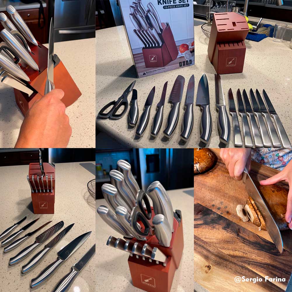 15-Piece German Stainless Steel Chef Knife Set with Wooden Block - Professional Kitchen Knives for Cooking, Slicing & Dicing - Perfect for Home Chefs & Culinary Enthusiasts
