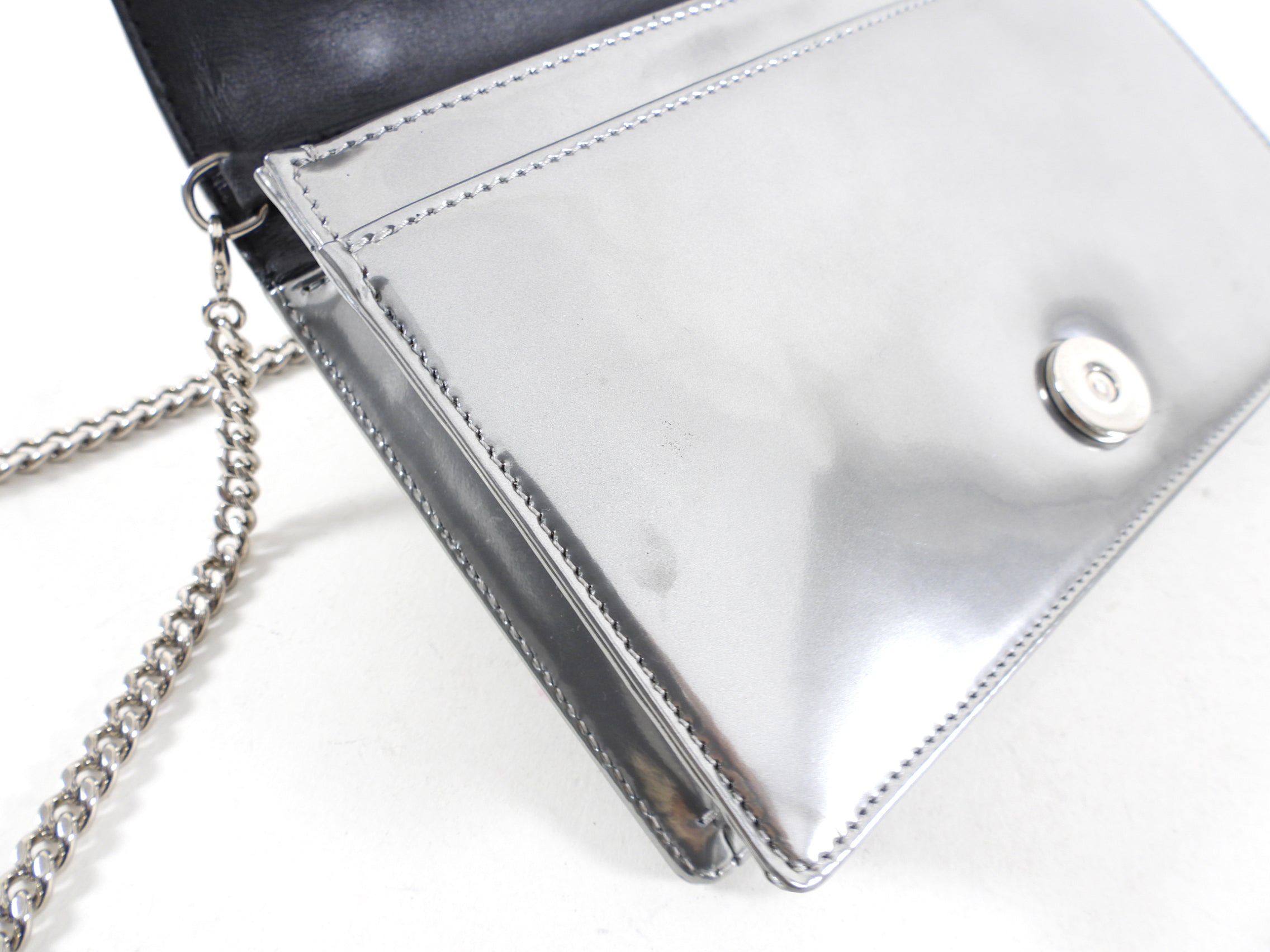 Dior Silver Microcannage Diorama Wallet on Chain - Luxury Crossbody Bag for Women, Perfect for Evening Parties & Special Occasions