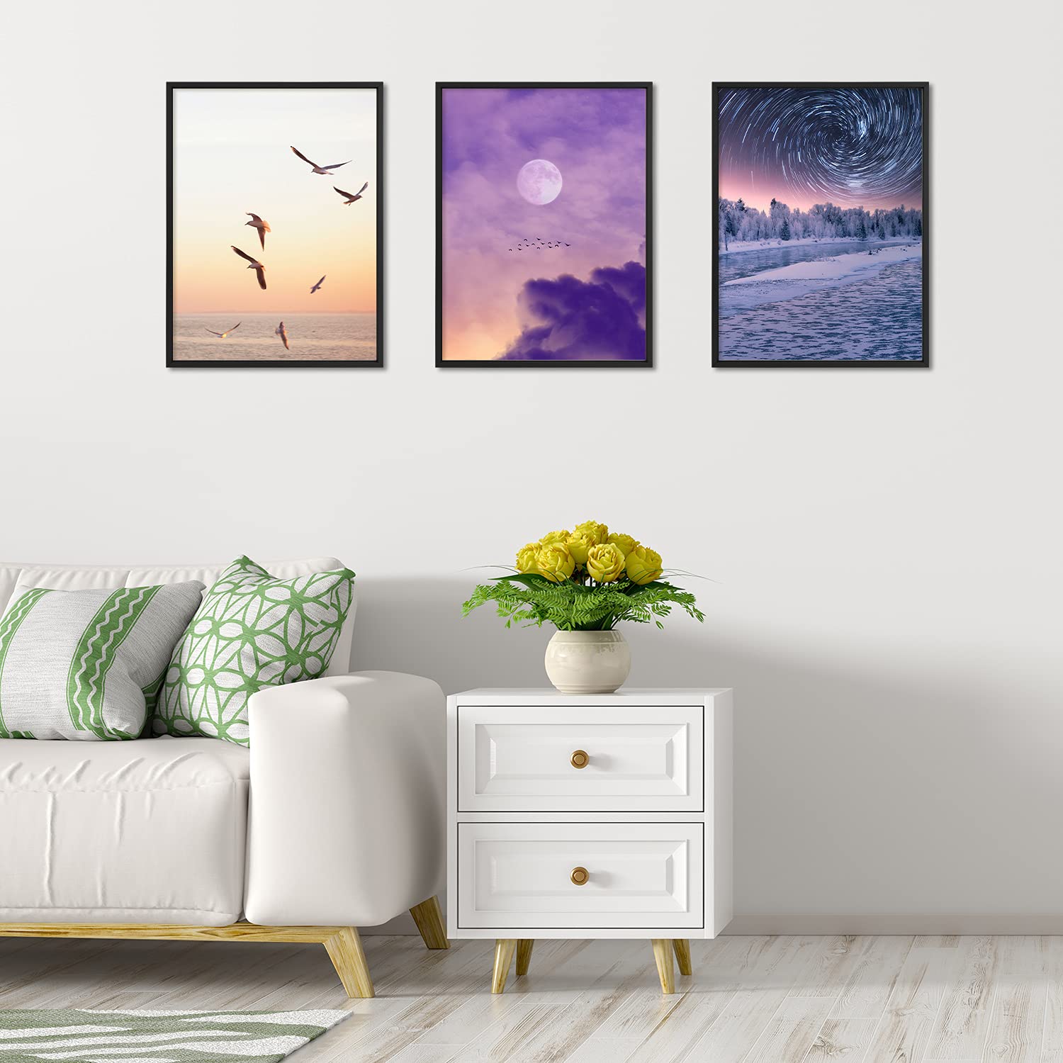 12x16 Picture Frames Set of 6 - Black Aluminum Metal Photo Frames with/without Ivory Mat for 11x14 Photos - Wall Mount or Tabletop Display for Home, Office & Gallery Decor