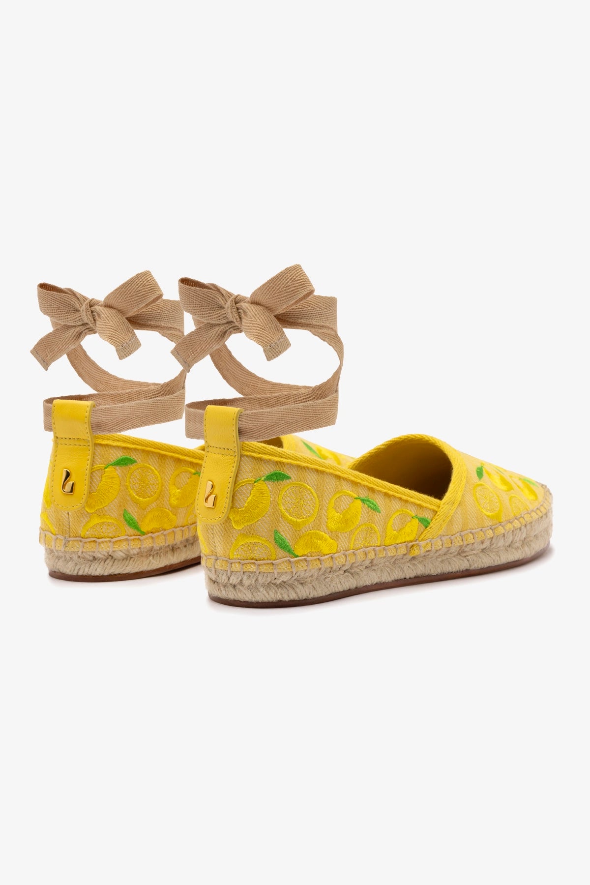 Letizia Women's Espadrille Flats - Sunrise Striped Fabric & Sicilian Lemon Embroidery | Comfortable Summer Casual Shoes for Beach, Vacation and Everyday Wear