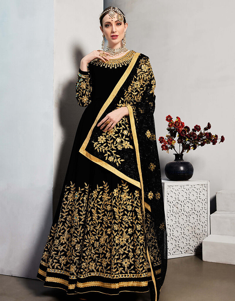 Elegant Black Georgette Pant Suit for Women - Formal Office Wear & Evening Party Outfit
