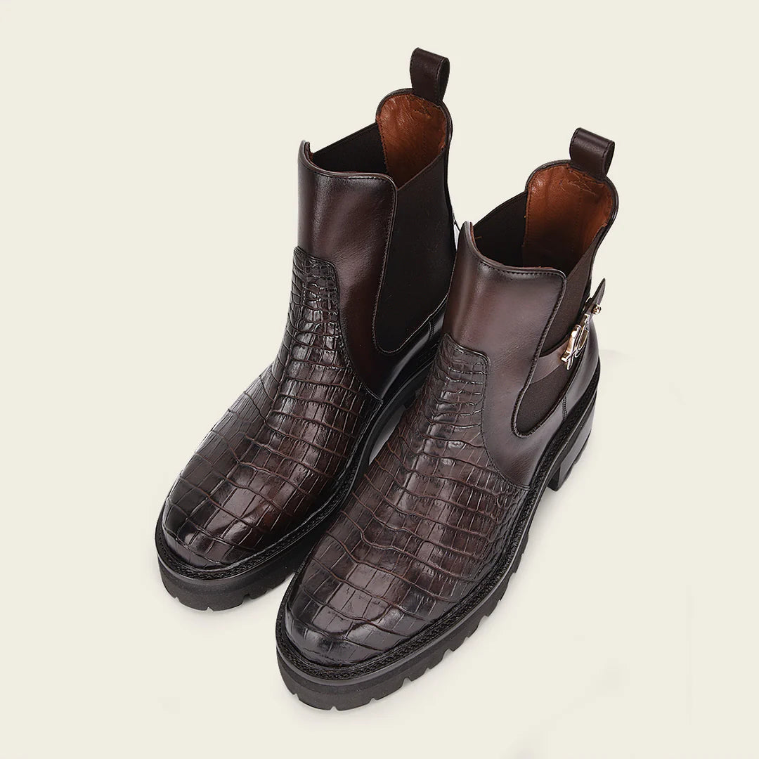 Franco Cuadra Women's Brown Leather Combat Boots - 57WMPTS Stylish Casual Fashion Moreletti Boots for Everyday Wear & Outdoor Adventures