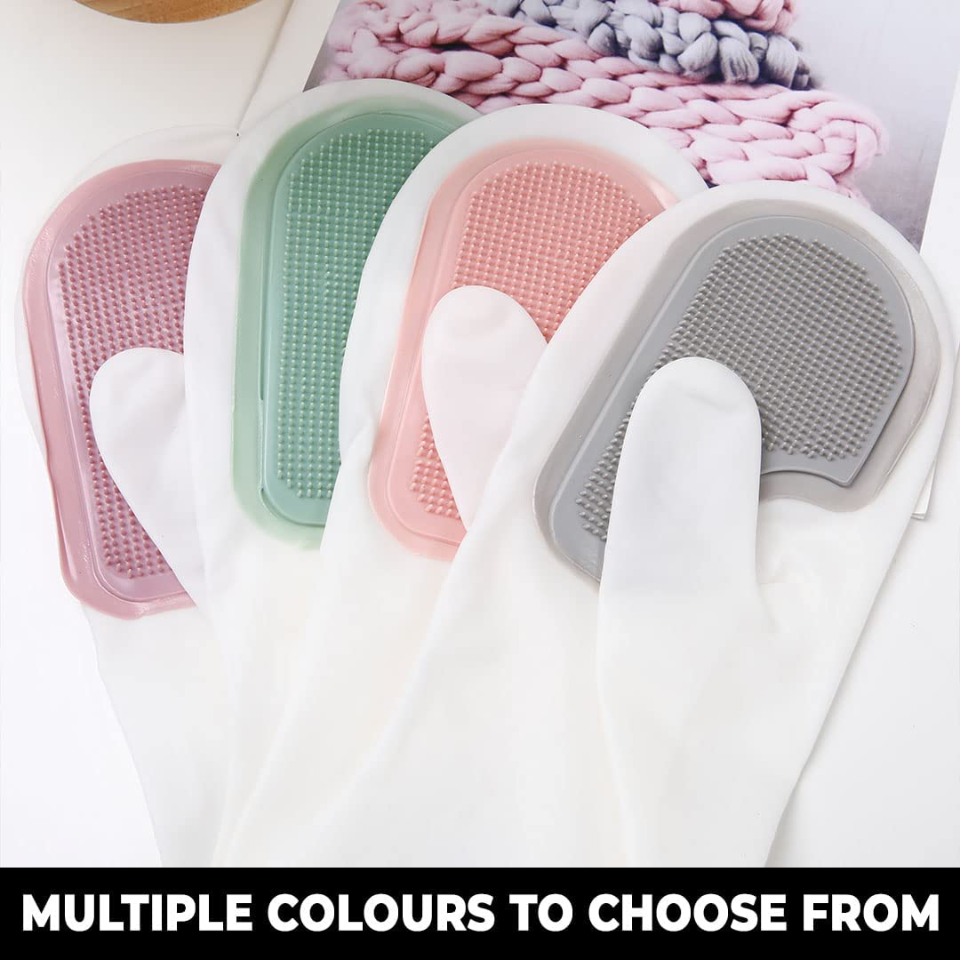 Heat Resistant Reusable Silicone Gloves for Kitchen Cleaning, Pet Grooming & Gardening - Non-Slip Durable Multi-Purpose Gloves (Pink, MS-2010) | Perfect for Cooking, Dishwashing, Dog Bathing & Outdoor Planting