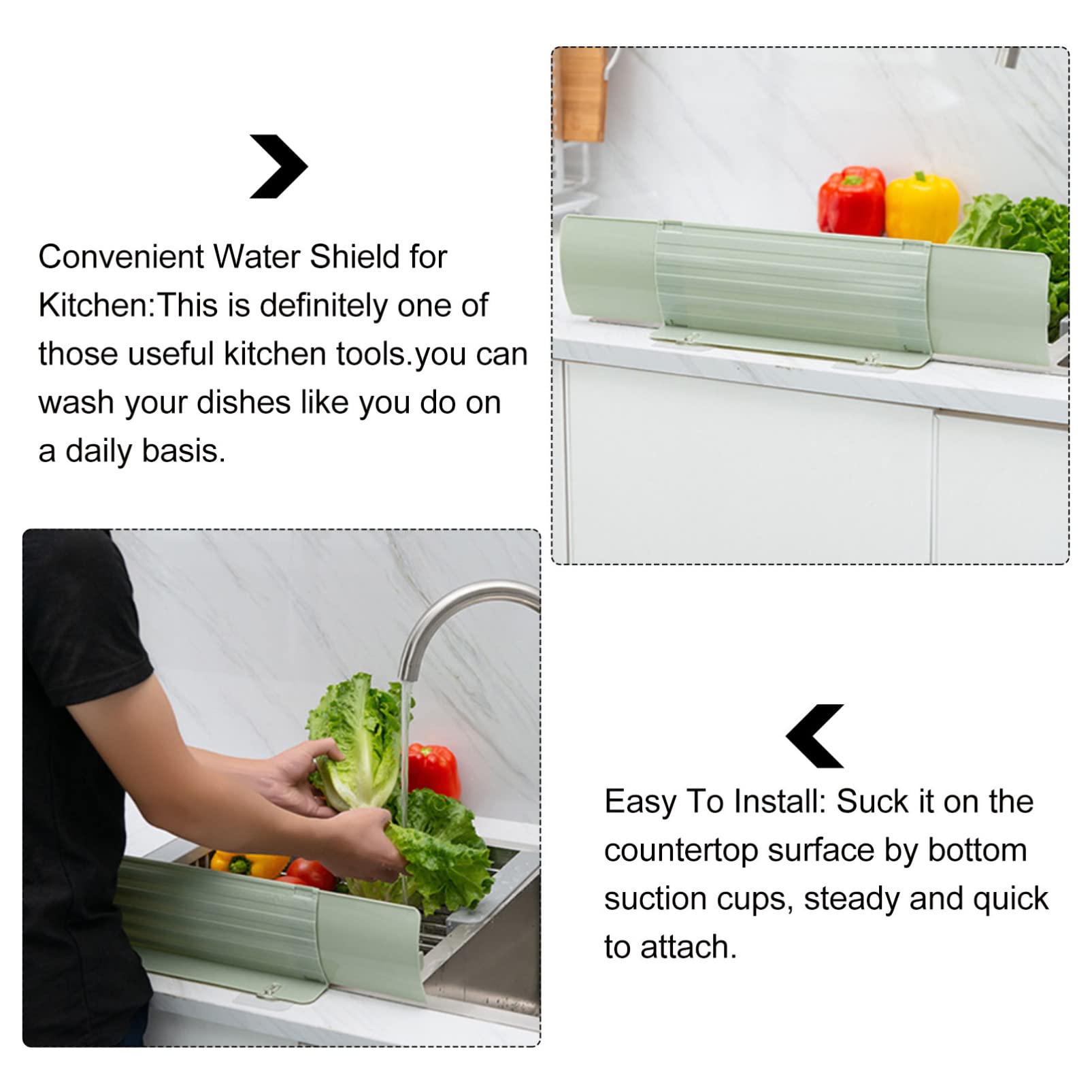 DOITOOL Stretchable Kitchen Sink Guard - Anti-Splash Plastic Water Protector for Kitchen, Bathroom & Island Sinks - Essential Kitchen Gadget to Protect Clothes (Random Color) - Perfect for Cooking, Cleaning & Dishwashing