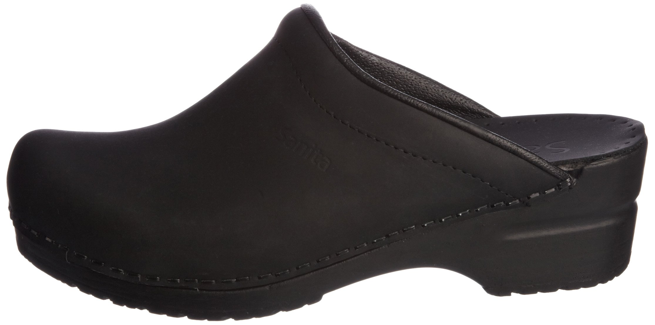 Sanita Women's Sonja Black Oil Leather Clogs Size 36 - Comfortable Slip-Resistant Shoes for Nurses, Chefs & Healthcare Workers