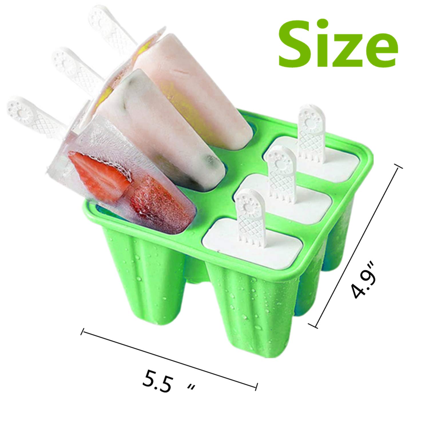 6-Piece Silicone Popsicle Molds Set - Reusable, Easy Release Ice Pop Maker for Homemade Frozen Treats (Dark Green) | Perfect for Summer Snacks, Kids Parties & Healthy Desserts