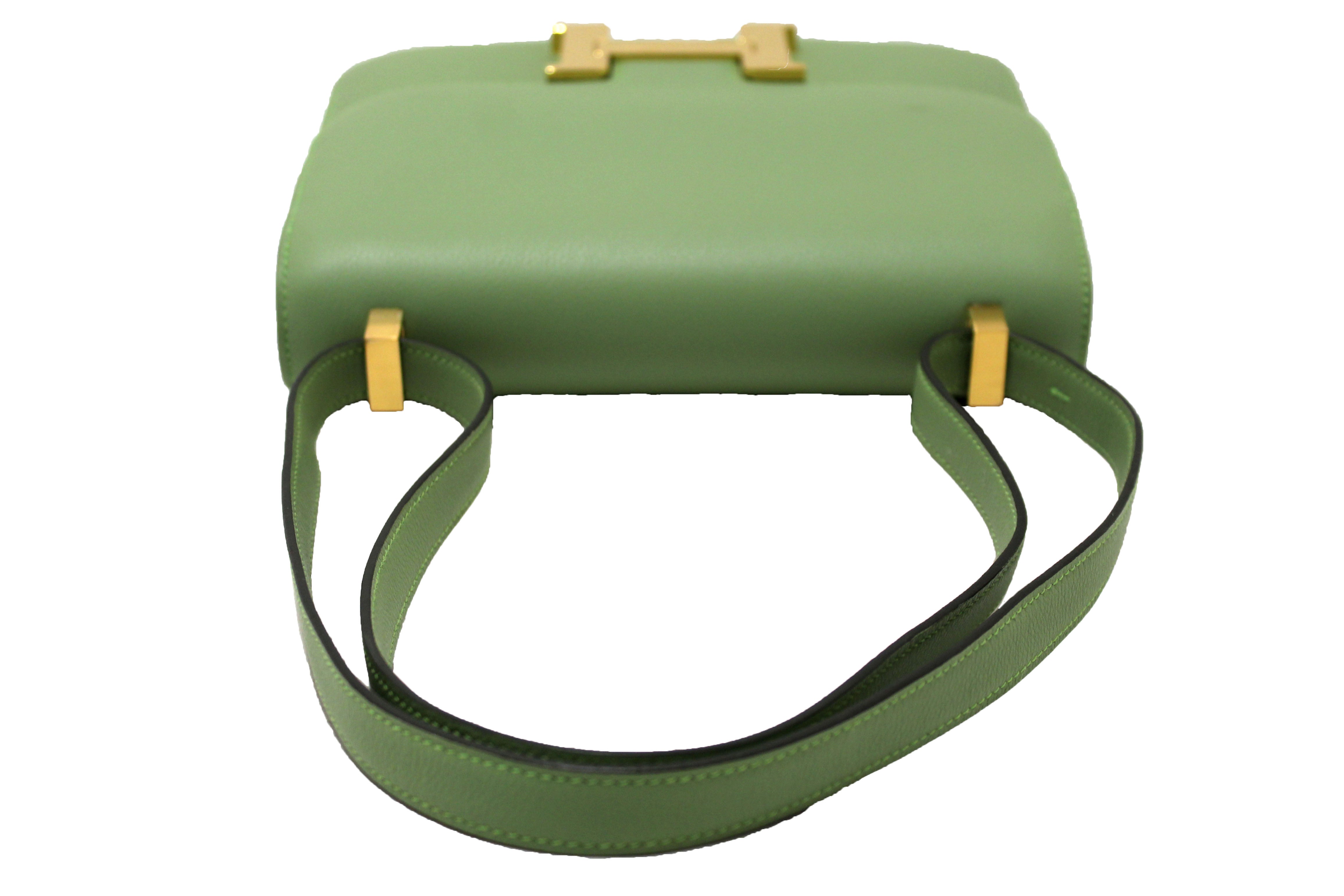Authentic Hermes Green Vert Criquet Evercolor Leather Constance 24 Shoulder Bag - Luxury Designer Handbag for Women, Perfect for Parties, Weddings & Everyday Elegance