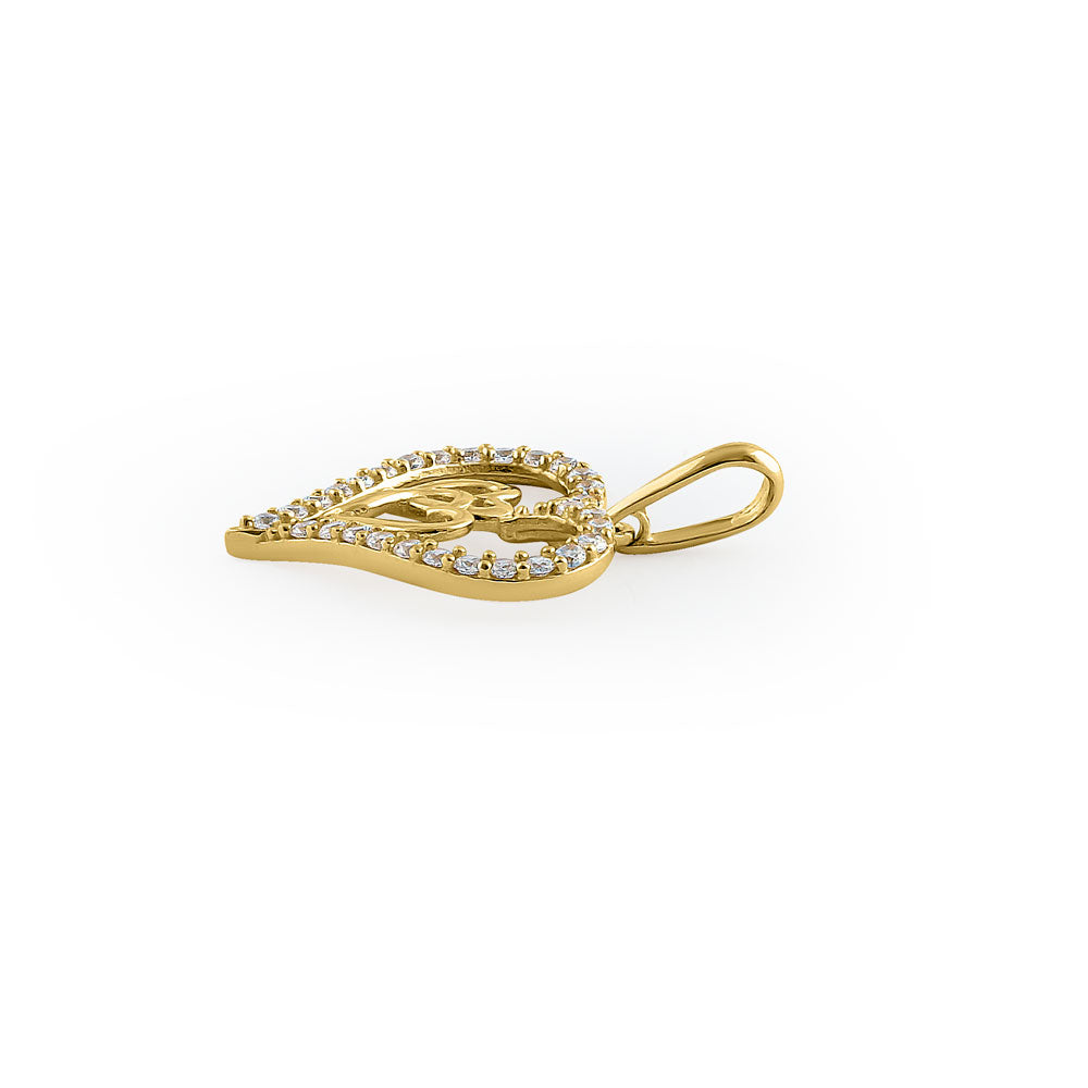 14K Solid Yellow Gold True Love CZ Pendant Necklace - Elegant Gift for Anniversary, Valentine's Day & Special Occasions
