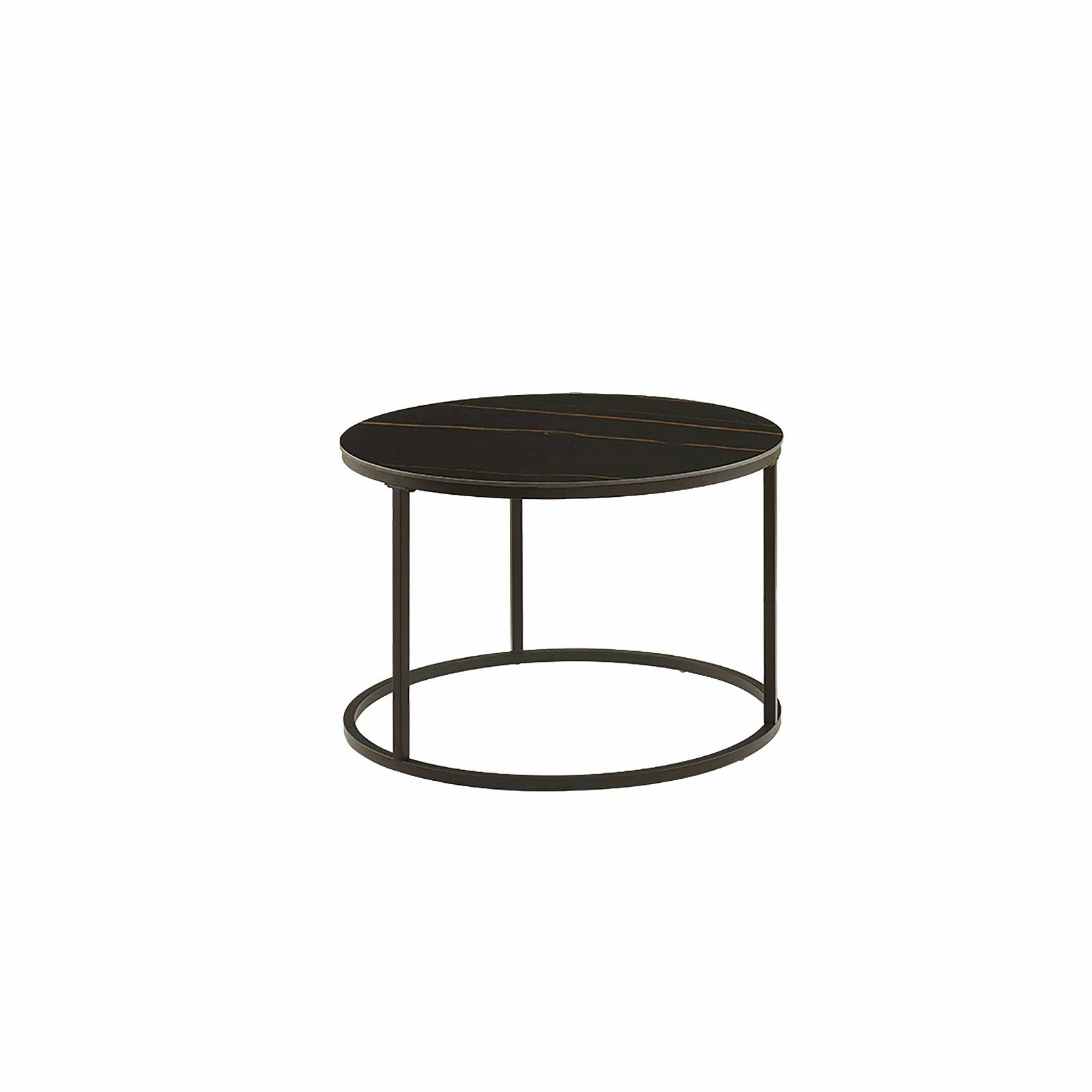 Modern Nested Coffee Table Set - White & Black Sintered Stone Top with Carbon Steel Metal Frame - Perfect for Living Room, Lounge & Office Spaces - by Criterion