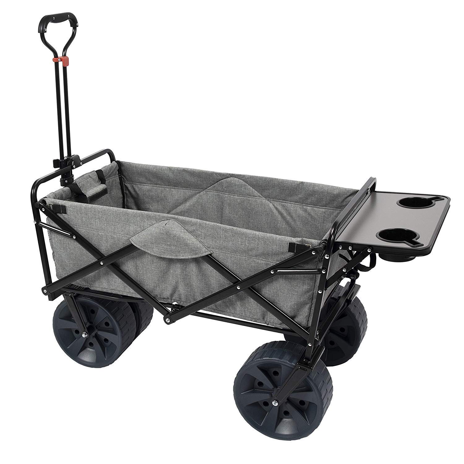MacSports Collapsible Folding Wagon Cart with Removable Side Table - Portable Utility Cart for Beach, Camping, Picnics, Concerts & Outdoor Events (Light Gray) | Perfect for Carrying Gear, Groceries & Kids Toys