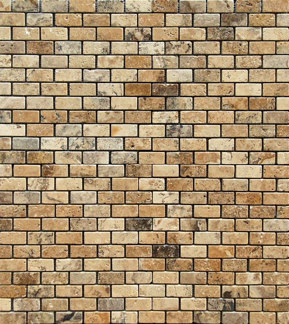 Philadelphia 1 X 2 Tumbled Travertine Brick Mosaic Tile - Box of 5 sq. ft. for Kitchen Backsplash, Bathroom Wall & Flooring