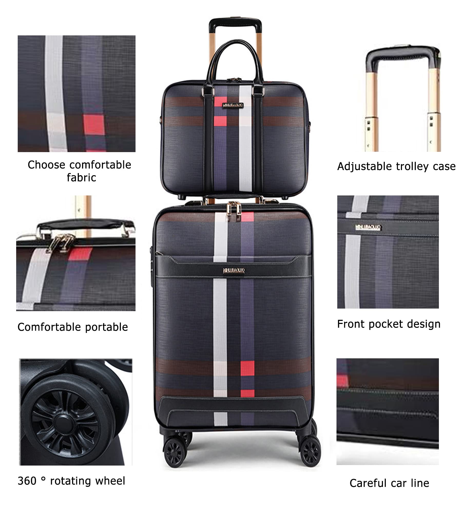 Feilario 2-Piece Leather Business Spinner Wheel Luggage Set - 36-55L Waterproof Carry-On Suitcase with TSA Lock | Perfect for Business Travel & Weekend Getaways