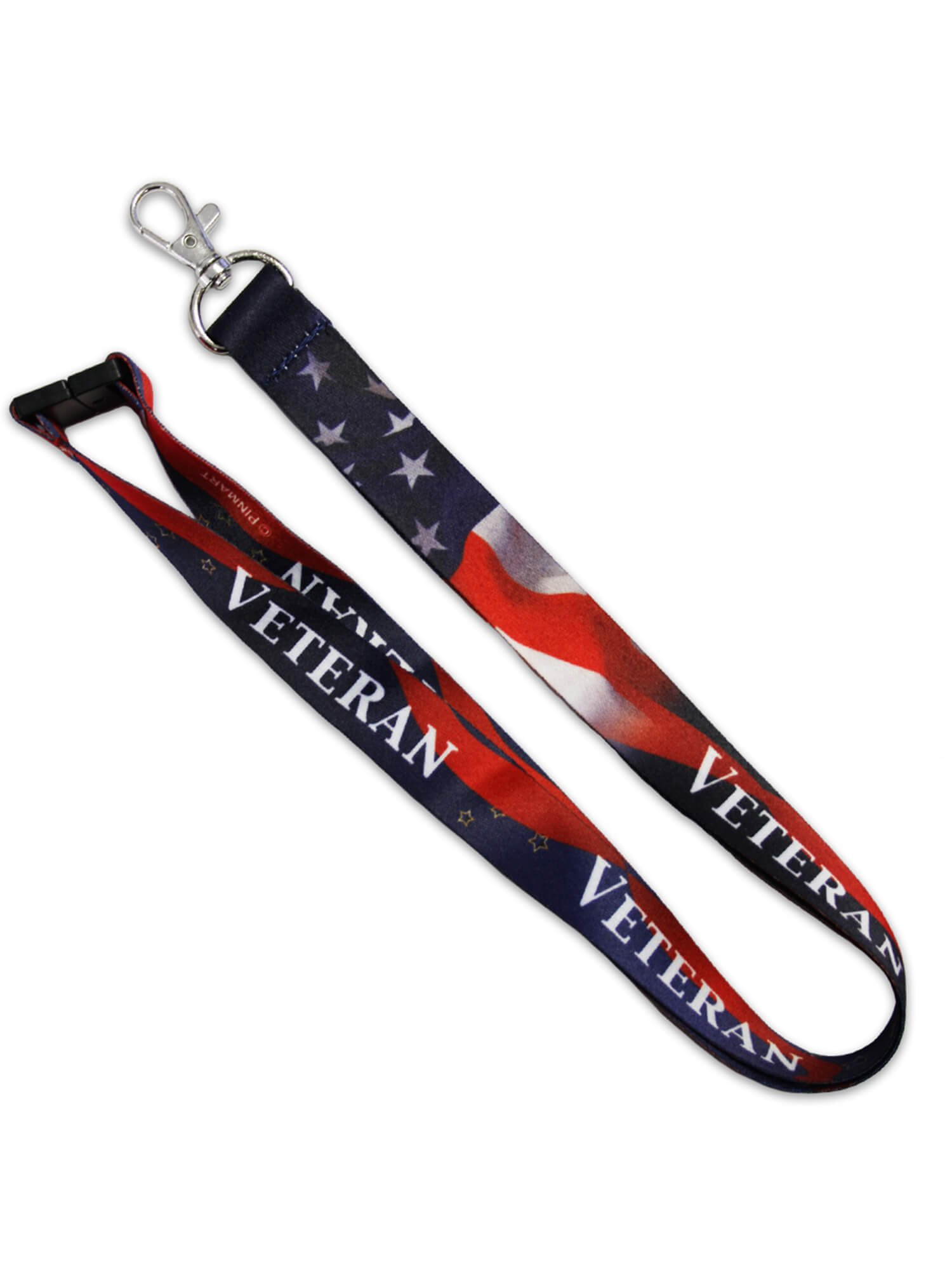 PinMart Veteran Military Patriotic Lanyard with Safety Breakaway Release - Perfect for ID Badges, Keys & Work Security (Red White Blue USA Flag Design)