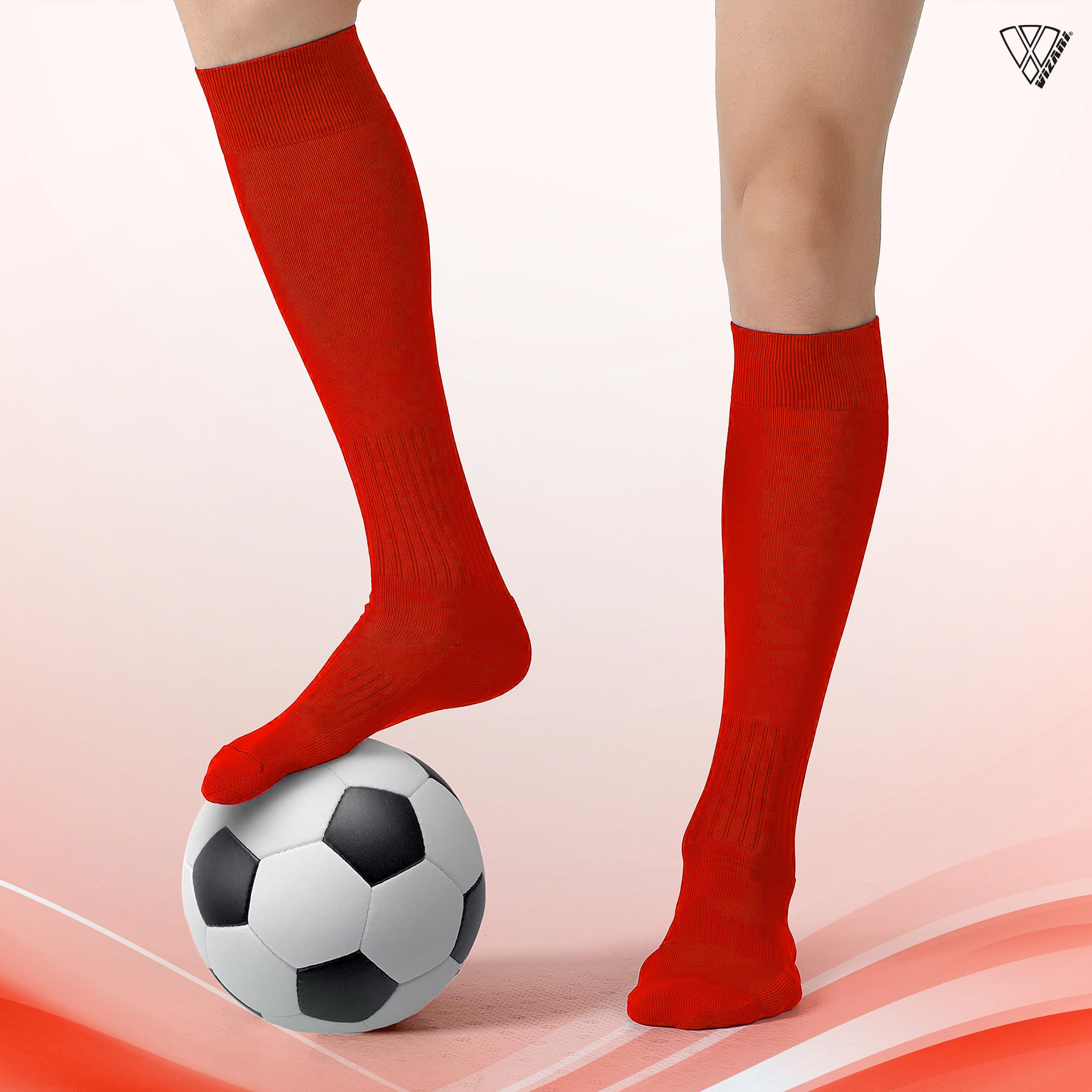 Vizari Soccer Compression Socks for Youth & Adults - Breathable Cushioned Support Socks for Football, Baseball, Rugby & Hockey - Perfect for Sports Training & Game Day Performance
