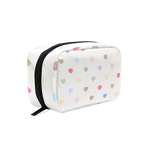 Polka Dot Hearts Makeup Bag for Women - Small Travel Cosmetic Pouch & Train Case - Perfect for Travel, Gym, and Everyday Essentials Organization