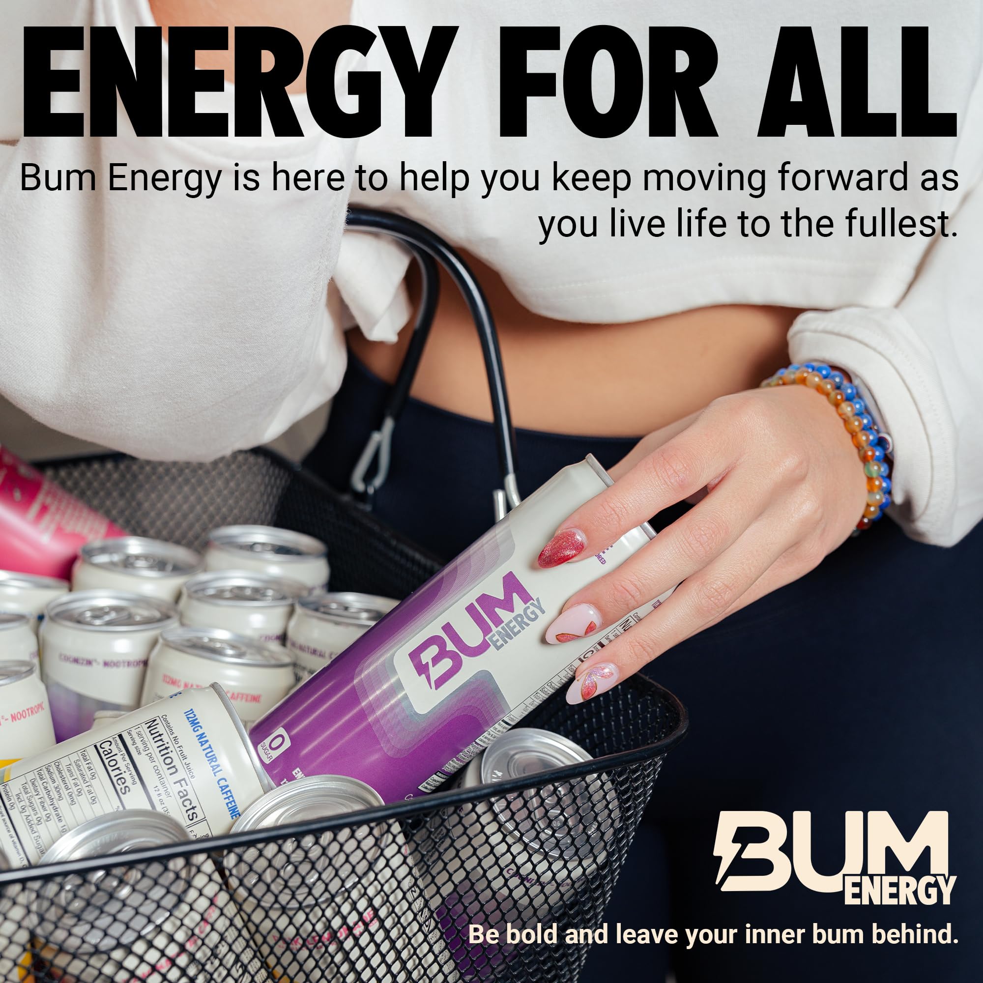 Sugar-Free Bum Energy Drinks - 12 Pack (355ml Each) | Low-Calorie Caffeine Boost for Workouts, Gaming & All-Nighters