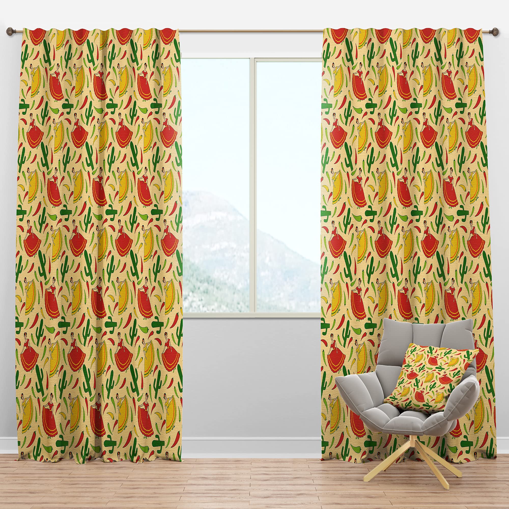 DesignQ Blackout Curtains - Mexican Woman Pattern Thermal Insulated Drapes for Bedroom & Living Room (52x108, Single Panel) - Perfect for Home Decor, Light Blocking & Energy Saving