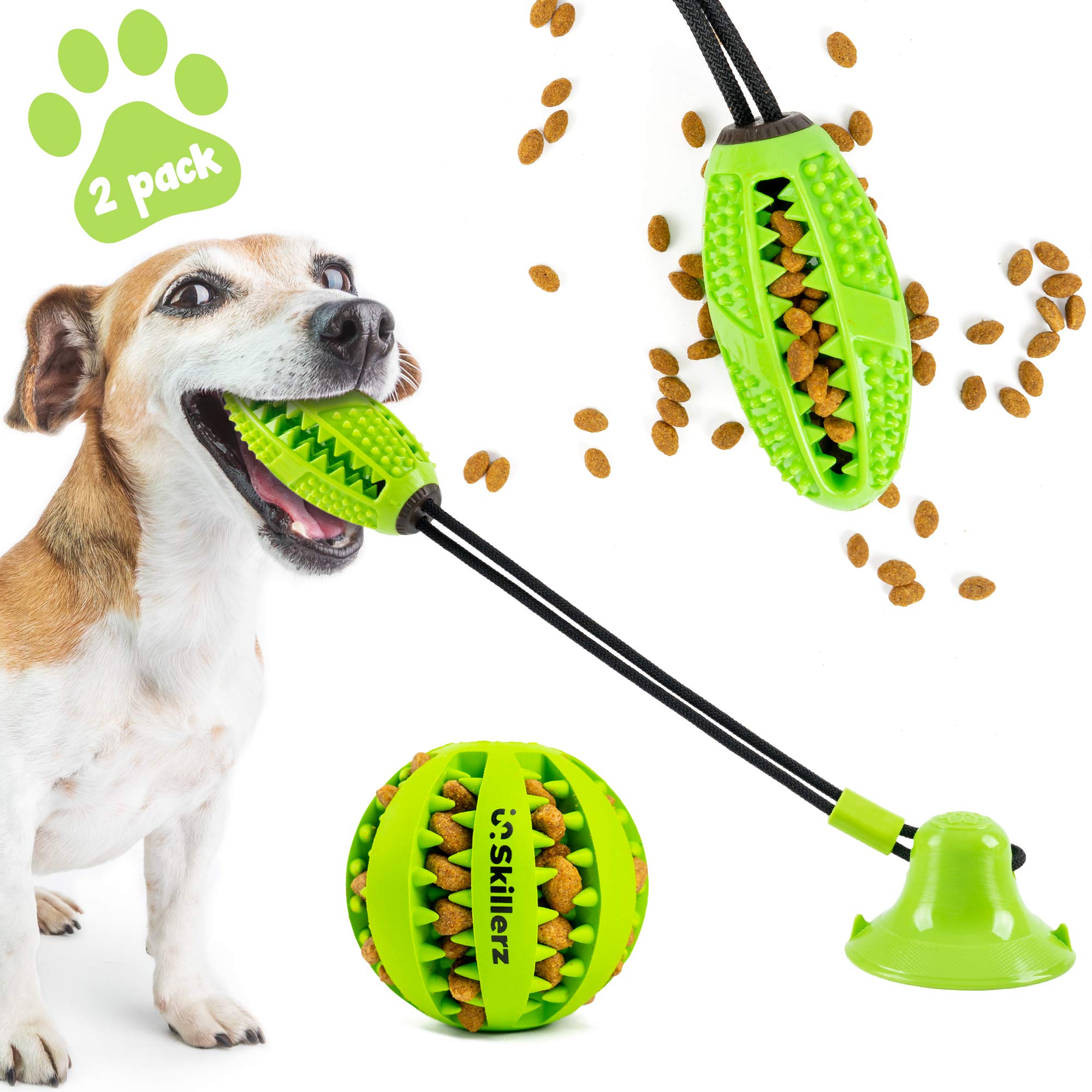 Durable Suction Cup Dog Chew Toy - Interactive Treat Dispenser Ball for Teeth Cleaning & Play - Indoor Pet Entertainment for Boredom Relief & Training