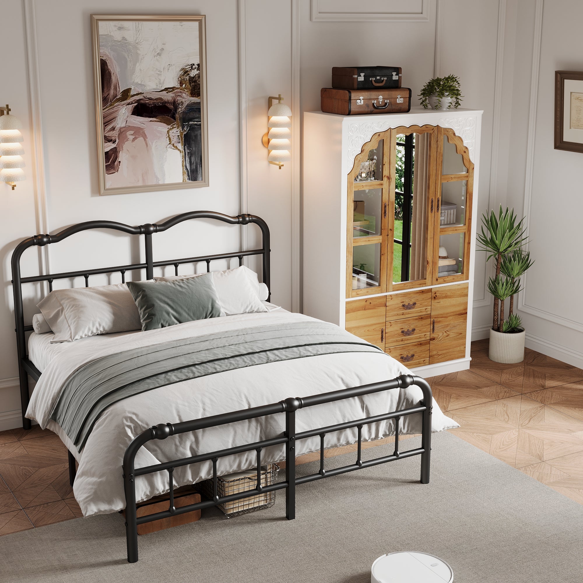 Exquisite Carved Wooden Wardrobe with Full-Length Mirror - Elegant Bedroom Storage Solution for Home & Apartment Decor