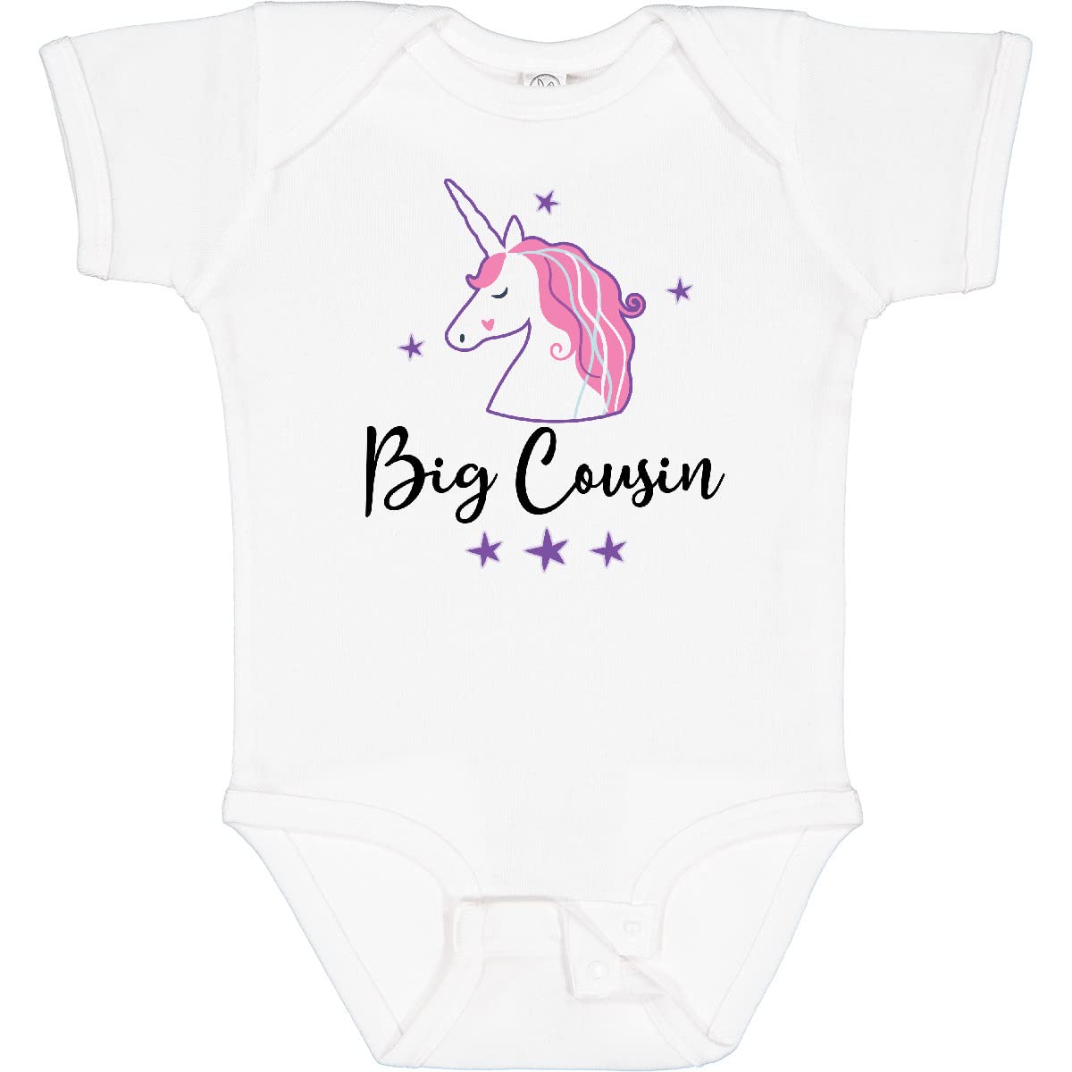 Inktastic Big Cousin Unicorn Announcement Baby Bodysuit - Cute Unicorn Design for Newborns & Toddlers - Perfect for Sibling Announcement, Baby Shower Gift, and Family Photo Outfits